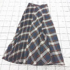 ◇ ⊇ AMERICAN HOLIC アメリカンホリック チェック ロング丈 プリーツ スカート サイズL ネイビー系 マルチ レディース E  【1508260059527】
