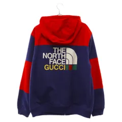 GUCCI (グッチ) 21AW×THE NORTH FACE ザノースフェイス ナイロン スウェット 切替 ジップアップジャケット ブルー/レッド 671462 XJDRNのサムネイル