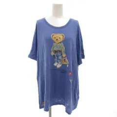 ポロ ラルフローレン POLO RALPH LAUREN リネンTシャツ カットソー 半袖 オーバーサイズ ポロベア ロゴ XXL 青 ブルー /GV■GY19