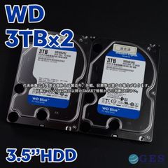 【2台セット】Western Digital WD Blue 3.5インチHDD 3TB×2 WD30EZRZ 動作中古品【WD3T-E1/E2(m)】