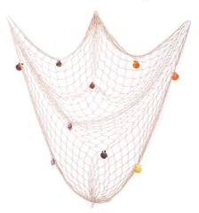 【人気商品】魚網の壁の装飾、RuiChy クリスマスの誕生日パーティーの装飾の装飾品のためのシェル付きの航海地中海スタイルの写真ぶら下げ背景ディスプレイフレーム-ベージュ