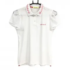 【超美品】ビバハート 半袖ポロシャツ 白×ピンク 袖シアーストライプ レディース 40(M) ゴルフウェア VIVA HEART