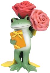 【特価商品】バラとプレゼントを持つ コポー カエル ダイカイ ミドルサイズ