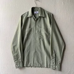 70s FRUIT OF THE LOOM ボックス シャツ / L ポリ コットン セージグリーン オープンカラー ビンテージ T4-08113-9695のサムネイル