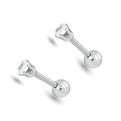 【幅3mm 色：シルバー】[Adelina Style] 3Aジルコニア 1粒ピアス 6本爪 サージカルステンレス スタッドピアス 金属アレルギー対応 プレゼント