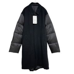 定価154000円 UNDERCOVER ウールステンカラーロングコート 異素材切り替え UC2D4307 A.BLACK サイズ４ アンダーカバー ダウンスリーブ LONG COAT DOWN ブラック 黒