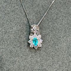 天然パライバトルマリン0.29ct D0.672ct D0.073 ネックレス