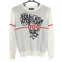 キャロウェイ セーター 白×ネイビー ウール混 ニット 背ライン レディース M ゴルフウェア Callaway