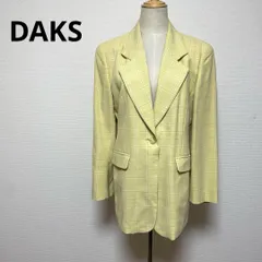 DAKS ダックス チェック テーラードジャケット 11 肩パッド イエロー系