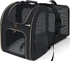 【数量限定】通気性 拡張可能 メッシュ窓 2WAY リュック ペットハウス ケージ 犬用 折り畳み お出かけ 猫用 ドライブ キャリーバッグ 旅行 通院 ペット 防災 Pecute 避難用 キャリー ペキュート ブラック