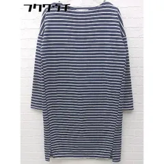 ◇ nano universe ナノ ユニバース ボーダー 長袖 膝丈 ワンピース サイズF ネイビー ホワイト レディース 【中古】 【1002801961404】