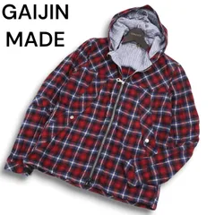 GAIJIN MADE ガイジンメイド ハリラン 秋冬★ ダブルジップ チェック フランネル シャツ パーカー Sz.M メンズ 日本製