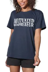 【送料無料】 アンブランデッド レディース Tシャツ トップス Juniors' Suburban Riot Motivated Mompreneur Loose Graphic Tee Blue