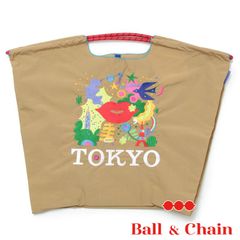 【正規品】ボールアンドチェーン (キストーキョー / ベージュ) Lサイズ  トートバッグ エコバッグ 刺繍