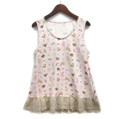 フランシュリッペ franche lippee ダンソンポッシュ レース タンクトップ ノースリーブ カットソー ライトピンク Mのサムネイル