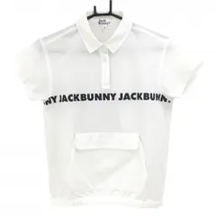 【美品】ジャックバニー 半袖ポロシャツ 白×黒 サッカー生地調 凹凸生地 ポケット付  レディース 0(S) ゴルフウェア Jack Bunny