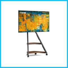 FITUEYES DESIGN テレビスタンド キャスター付き 壁寄せ 32 43 50 55 60 65インチ対応 ロータイプ コーナーテレビ台 ケーブル管理 移動式 デザイン 高さ調節 首振り インテリア 安定性 エッフェルシリーズ ウォールナット