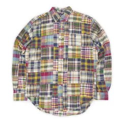 ポロラルフローレン POLO RALPH LAUREN 00s 2000年代 パッチワーク ボタンダウンシャツ BD 3点留め マドラスチェック インド綿 CLASSIC FIT USA アメリカ ヴィンテージ 古着 M【中古】