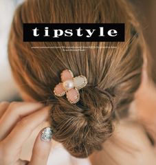 四葉 ヘアゴム シュシュ リーフ 葉っぱ シンプル 可愛いらしい 上品 パール かわいい 人気 カジュアル 普段使い お呼ばれ プレゼント レディース  新品 18