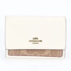 極美品 コーチ シグネチャー レザー 二つ折り 財布 コンパクト ウォレット 86092 長財布 ラウンドファスナー レディース EEE CH11-9【中古】