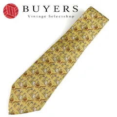 【中古】 サルヴァトーレフェラガモ ネクタイ シルク イエロー アニマル ビジネス おしゃれ メンズ 男性 Salvatore Ferragamo