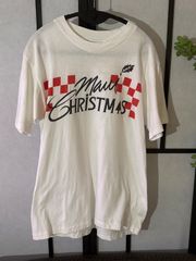 90s　チェッカーフラッグ柄　クリスマス　Made in Hawaii　ヴィンテージ　ｔシャツ