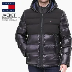 TOMMY HILFIGER (トミーヒルフィガー) MEN'S MIXED MEDIA NYLON QUILTED PUFFER JACKET ミックスド メディア ナイロン キルト パッファー ジャケット ブラック 150AN232 BLACK/BLACK
