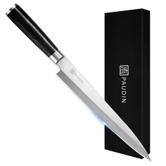 01129 包丁マグロ包丁重啓作本焼白鋼刃文綺麗未使用品