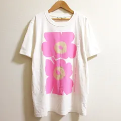 良品 24SS marimekko マリメッコ Embla Unikko コットン ウニッコ 半袖 Tシャツ カットソー サイズS ホワイト ピンク レディース 古着 中古 USED