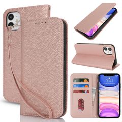 【人気商品】カード収納 ストラップ スタンド機能 アイフォン11 手帳型 ケース ケース マグネット式 レザー ケース スマホケース iphone iphone 11 11 耐衝撃 耐久性 いphone11 耐摩擦 携帯ケース 【Hamany】 -ローズゴール