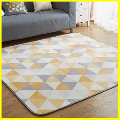 【在庫処分】ラグマット 絨毯 ラグ 185×185cm(約2畳) 滑り止め 洗える カーペット 防ダニ 抗菌 防臭 オールシーズン Living 床暖房 ホットカーペット対応 簡単に掃除 おしゃれ VK 北欧 フランネルラグ トライアングルグレー