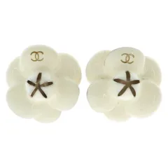 CHANEL (シャネル) カメリア ココマーク ロゴ フラワーモチーフ イヤリング ホワイト/ゴールド レディース 02P