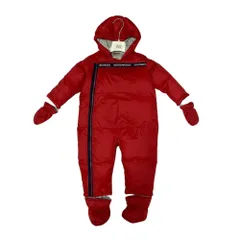 ◆未使用品◆EMPORIO ARMANI エンポリオアルマーニ キッズ 6GHL03 1NUMZ レッド ダウン ロンパース 防寒ジャンプスーツ 12M/74CM V100461VR