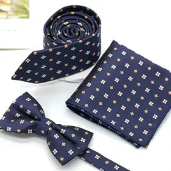 ネクタイ ハンカチ 蝶ネクタイ リボン スーツ お洒落 3点セット 花柄　モテ