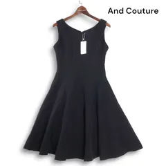 【新品 未使用】 And Couture アンドクチュール 花柄レース切替♪ ノースリーブ ワンピース ドレス Sz.36 レディース 黒