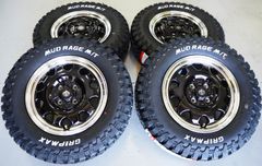 要リフトアップ ゴツゴツ系 LANDFOOT SWZ 14inch 5.0J 4H114.3+45 グリップマックス MUDRAGE M/T 185R14 NV200・バネット 鉄チン風ホイール