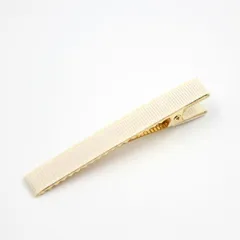 【4個パック】グログランリボン 仕上げ ヘアクリップ 金色金具 約80mm sgy-1104-w-4p