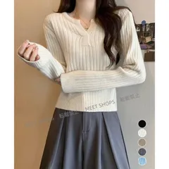 【新品未使用】リブニット トップス きれいめ 長袖 lsjx179