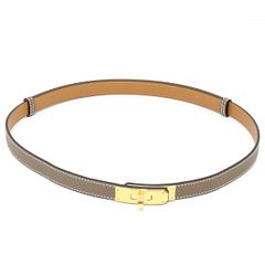 エルメス ケリー18 ベルト ヴォーエプソン エトゥープ×セサミ シルバー 