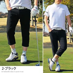 ゴルフパンツ メンズ クロップドパンツ ストレッチ ゴルフウェア ハーフパンツ チノパン ショートパンツ スポーツウェア 無地 7分丈 大きいサイズあり 春夏 おしゃれ sp21 2-ブラック