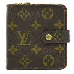 本物 ルイヴィトン LOUIS VUITTON LV コンパクトジップ モノグラム 折財布 ブラウン M61667 ビトン 財布 ウォレット 中古 【フォロー割】