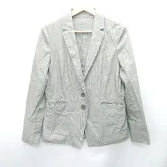 ◇ ⊇ green label relaxing UNITED ARROWS ストライプ柄 長袖 ジャケット サイズ40 グレー系 レディース E  【1409100042689】