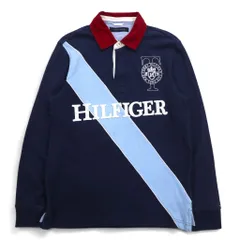TOMMY HILFIGER ビッグサイズ ラガーシャツ M ネイビー コットン エンブレムロゴ刺繍