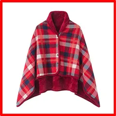 【匿名配送】レッド_Medium Lilyan ひざ掛け 膝掛け ひざかけ ブランケット 着る毛布 4way大判 厚手 暖かい 軽量 おしゃれ ハーフケット フ