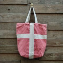 トートバック　お買いもの袋　 エコバック 　インド綿　 スェーデン国旗柄　 バイオ加工