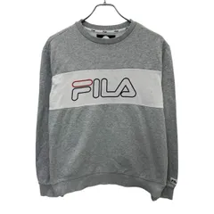 FILA ロゴスウェット トレーナー M グレー ホワイト フィラ プルオーバー ビックロゴ スポーティー トップス 秋物 a710-5022