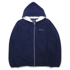 Champion イタリア製 90年代 オーバーサイズ フルジップパーカー M ネイビー ワンポイントロゴ刺繍