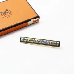 HERMES エルメス エマイユ ブローチ 七宝焼き ゴールド ブルー ...