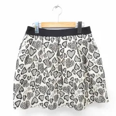 ドーリーガールバイアナスイ DOLLY GIRL by ANNA SUI フレア スカート ミニ ハート柄 総柄 薄手 2 ベージュ ブラック 薄茶 黒 /TT8