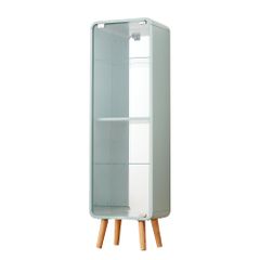 【在庫処分】背面ミラー 収納 強化ガラス棚 フィギュア 高さ調節可能 サイズ:幅36*奥行26.5*高さ121CM ガラスディスプレイキャビネット4段 コレクションシェルフ ライトグリーン コレクションケース OSJ
